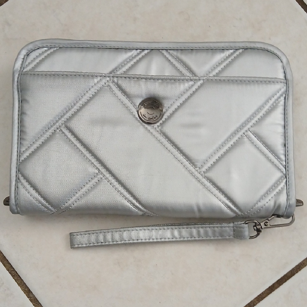 Silver Clutch with Button Detail